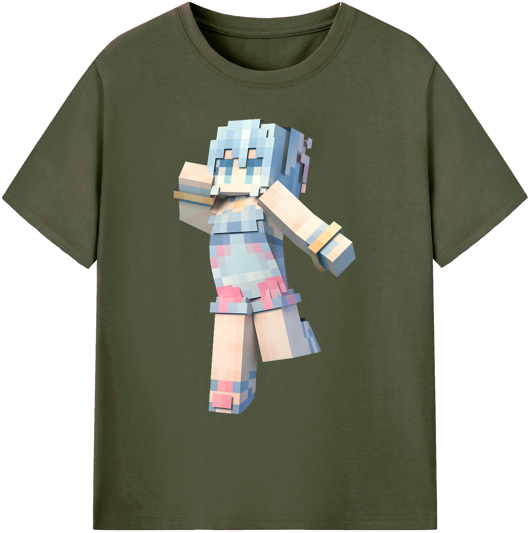 （画像用） マインクラフト ブロックの世界 Minecraft MC Block world 綿100％ メンズ半袖Tシャツ｜肌触りやわらか＆通気性